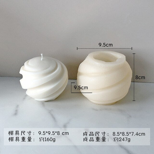 Screw Ball Scented Candle Mold Geometric Candle Mould DIY Handmade Candle Soap Make Wax Dessert Cake Mould Tool Home Decoration