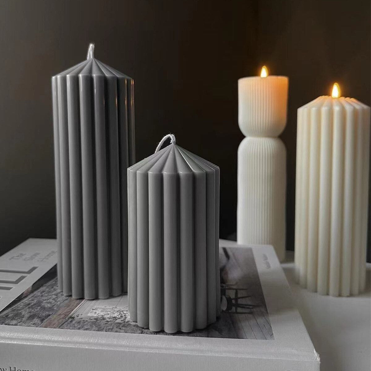 Regular geometry candle Acrylic mold stripe Cylindrical candle Plastic mold Spherical cylinder candle Silicone mould Home decor