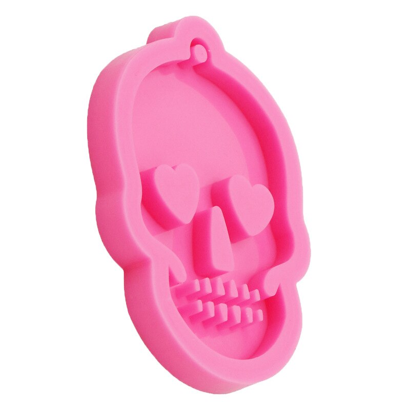Pink Silicone Mold Pendant Skull Keychain Mould Chocolate Biscuit Fudge Mould Aromatherapy Plaster Car Hanging DIY Tool