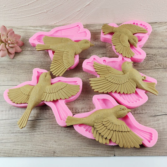 Lagre Bird epoxy resin silicone mold Bird pendant Cement concrete gypsum silicone mold Home decoration
