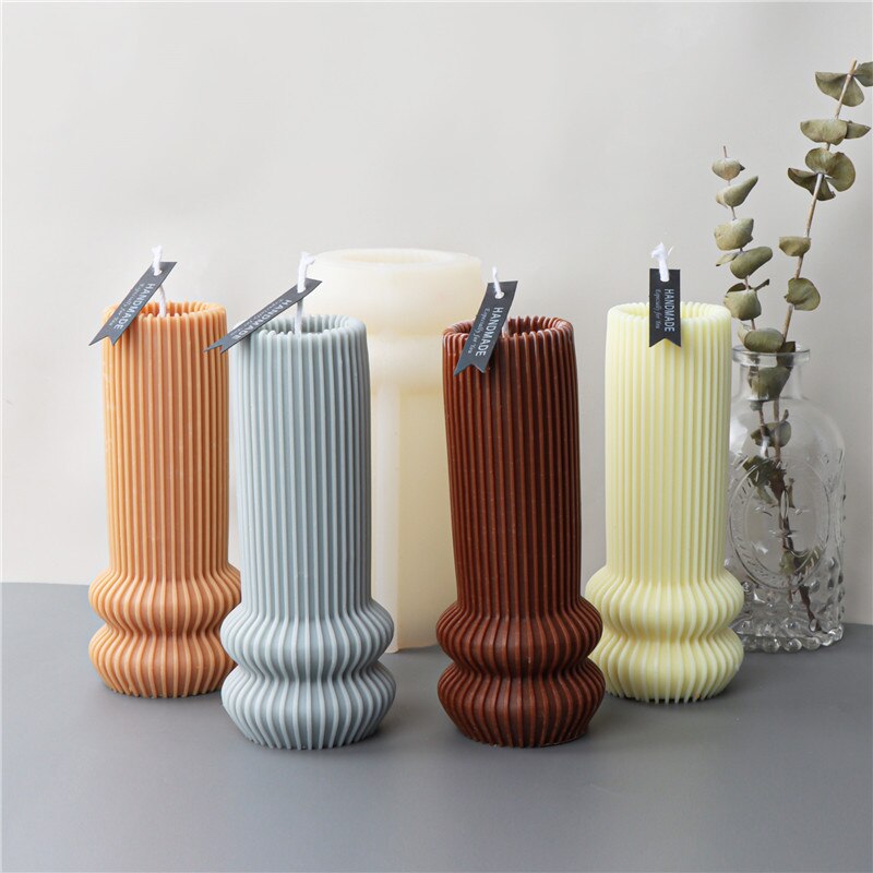 Striped Geometry Candle Silicone Mold for Handmade Chocolate Decoration Gypsum Aromatherapy Soap Resin Candle Silicone Mould