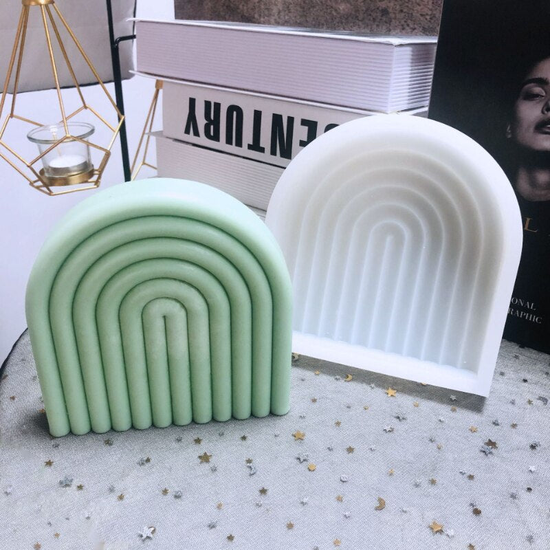 New DIY Art Geometric Rainbow U-Shaped Arch Candle Silicone Mold Handmade Craft Aromatherapy Candle Soy Wax Mould Home Decor
