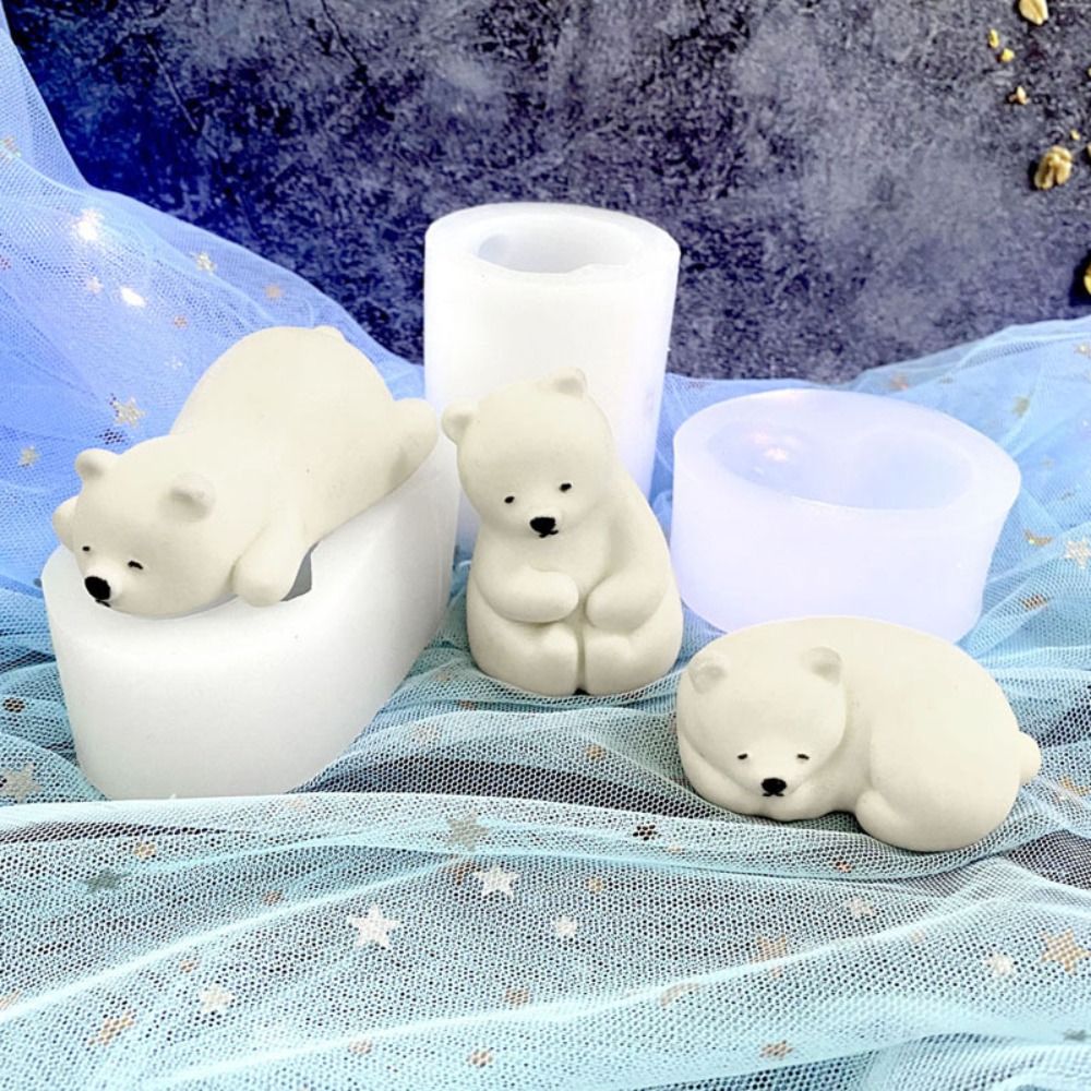Epoxy Resin Handmade DIY Craft Clay Tools Soap Making Polar Bear Candle Mold 3D Art Wax Mold Silicone Mould
