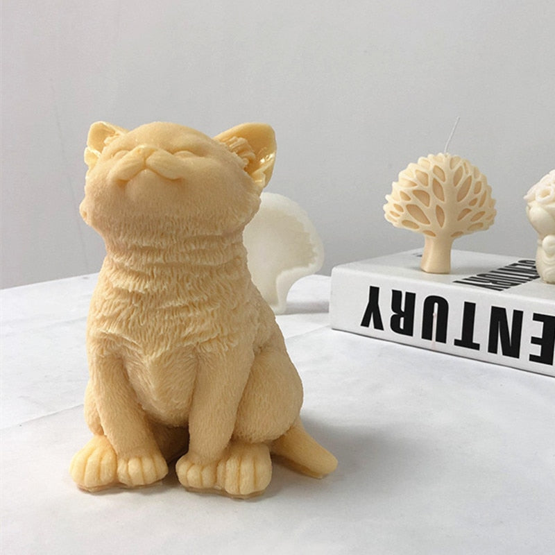 3D большая форма Свеча-кошка, животные, щенки Тедди, соевый воск, силиконовая форма, щенок, собака, любимый, домашний декор, рождественский по