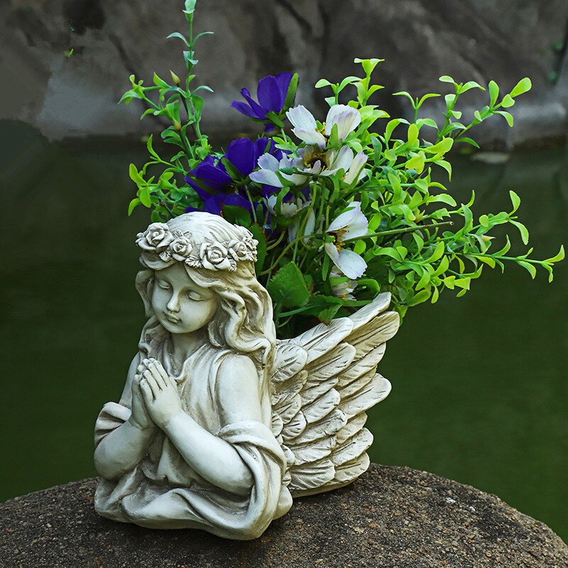 Hands Pray Angel Flowerpot Silicone Mold Wings Angel Vase Cement Silicone Mold Pen Holder Gypsum Mold Handicraft Home Decoration