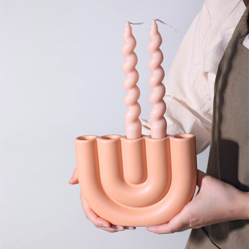 Large candle holder Epoxy resin silicone mold Unique Household Arch Vase Mold For Succulent Flower Silicone Mold Concrete Mould