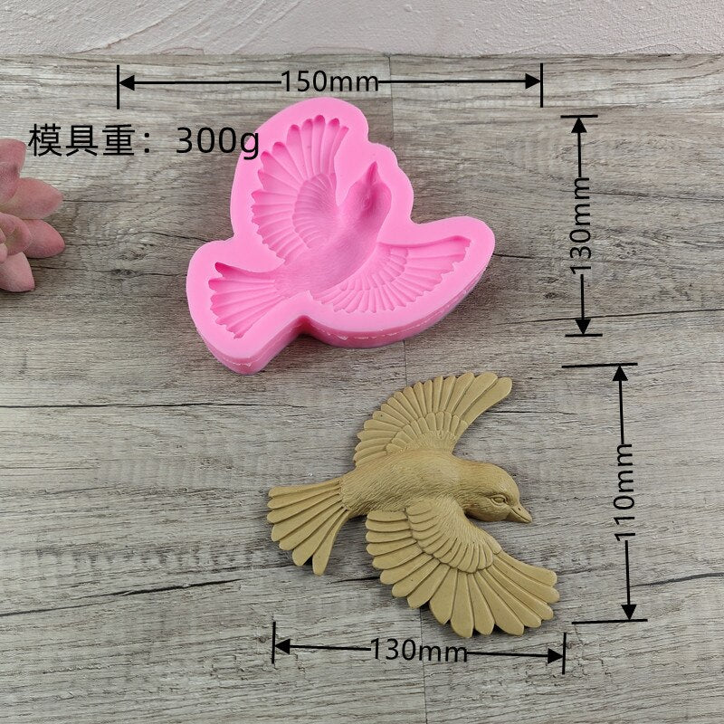 Lagre Bird epoxy resin silicone mold Bird pendant Cement concrete gypsum silicone mold Home decoration
