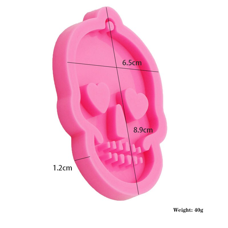 Pink Silicone Mold Pendant Skull Keychain Mould Chocolate Biscuit Fudge Mould Aromatherapy Plaster Car Hanging DIY Tool