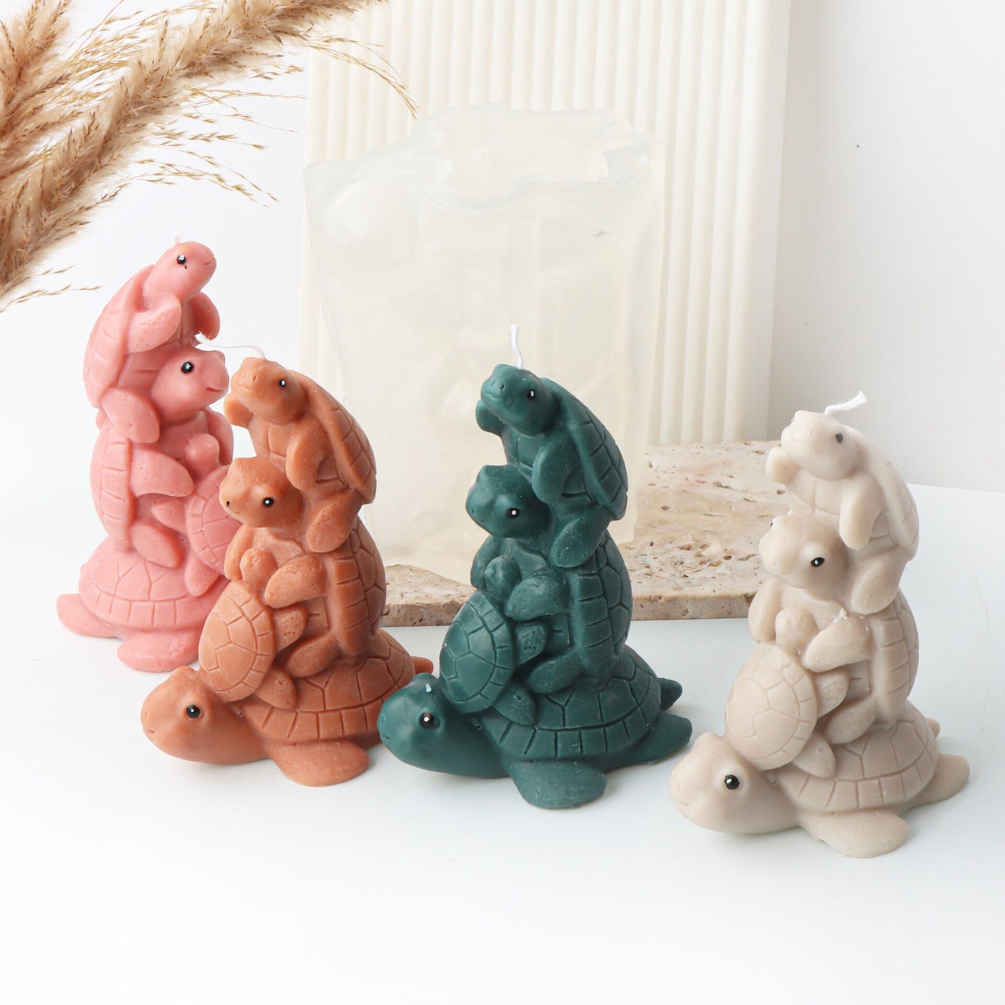 3D Cartoon Tortoise Candle Silicone Mold Cute Animal Rabbit Tortoise Family Cake Chocolate Silicone Mold Bear silicone mold