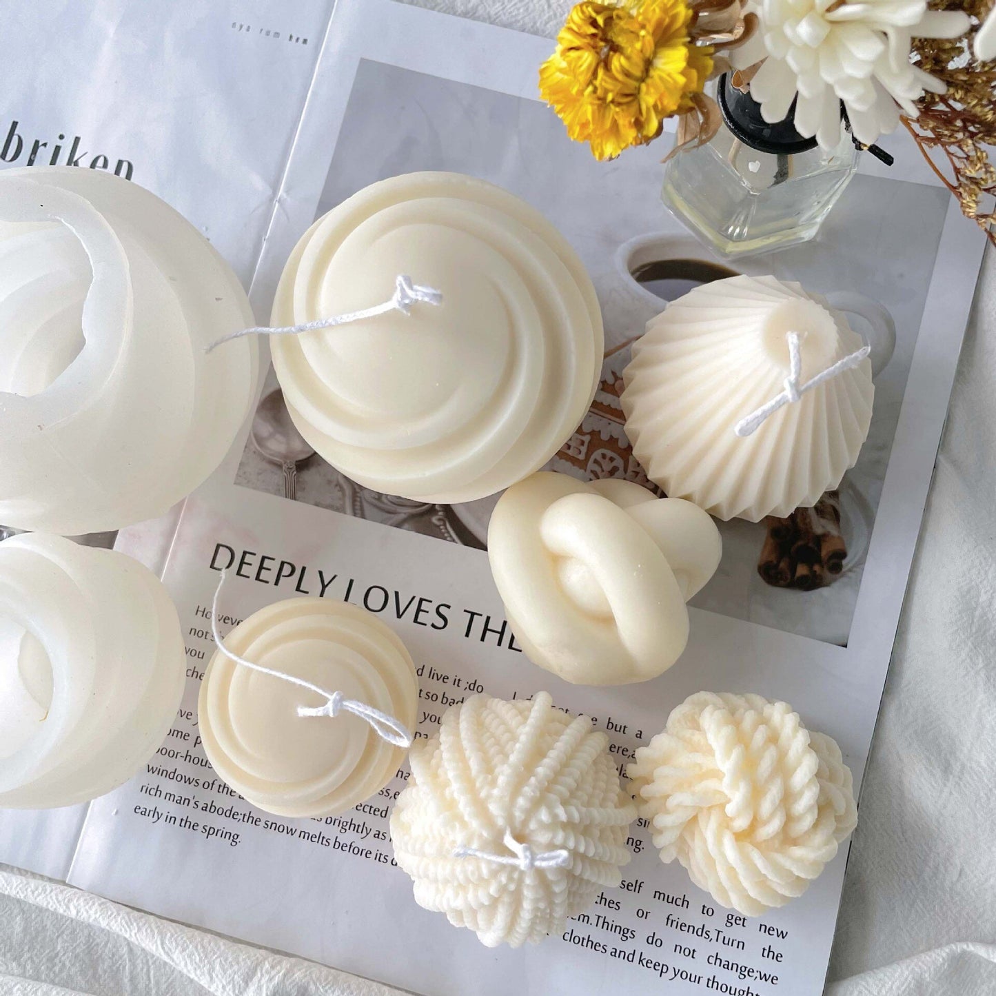 Screw Ball Scented Candle Mold Geometric Candle Mould DIY Handmade Candle Soap Make Wax Dessert Cake Mould Tool Home Decoration