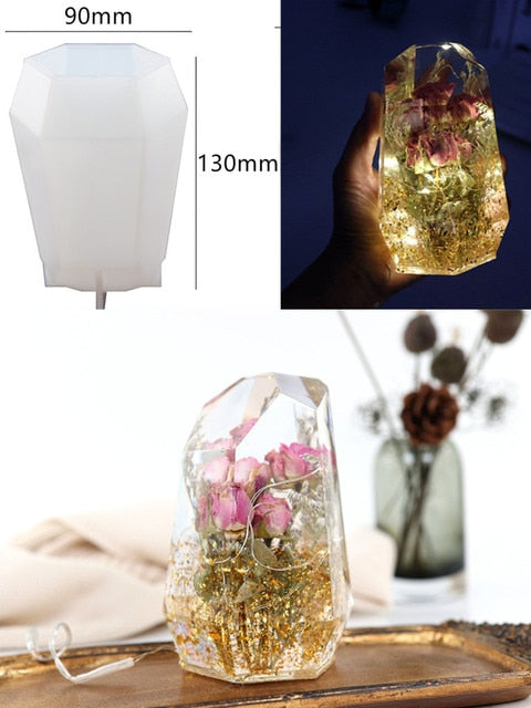 DIY Large Diamond Cut Irregular Crystal epoxy mold Jewelry Holder Resin Silicone Mold Making Accessories Tool Craf