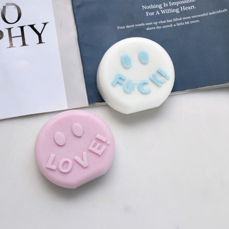 Smiling face love letter slogan candle silicone mold funny slogan round cake face candle silicone mold cake chocolate soap mold