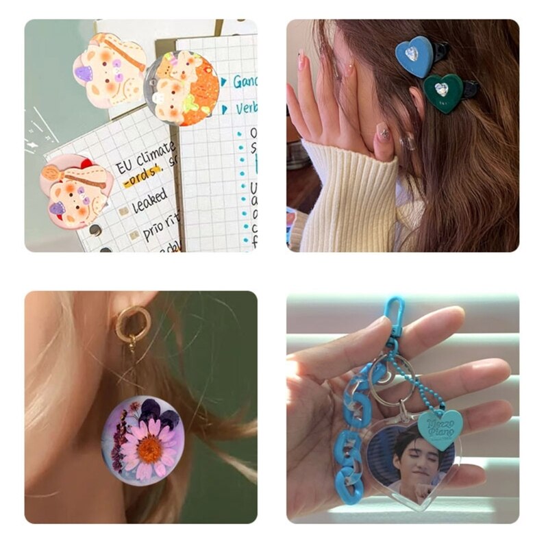 DIY Barrette Silicone Molds Folder UV Epoxy Resin Mold DIY Jewelry Making Binding Clips Paper Hair Accessories Desktop Tools