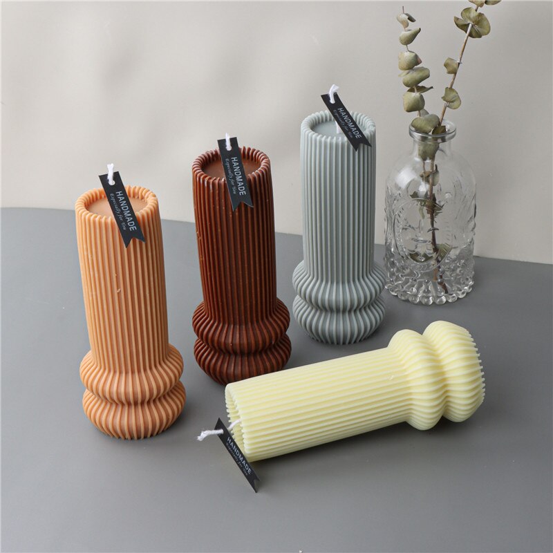 Striped Geometry Candle Silicone Mold for Handmade Chocolate Decoration Gypsum Aromatherapy Soap Resin Candle Silicone Mould