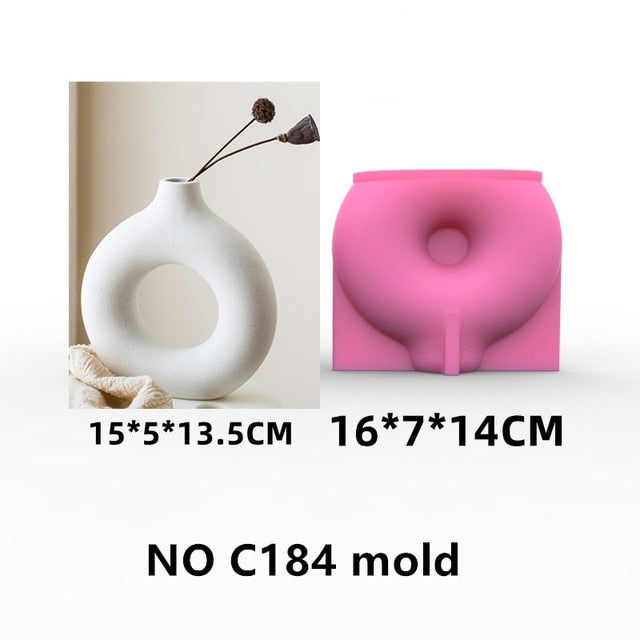New Household Vase Shape Succulent Flower Pot Ashtray Pen Holder Silicone Mold Scented Molds For Gypsum and Concrete Stone Carve
