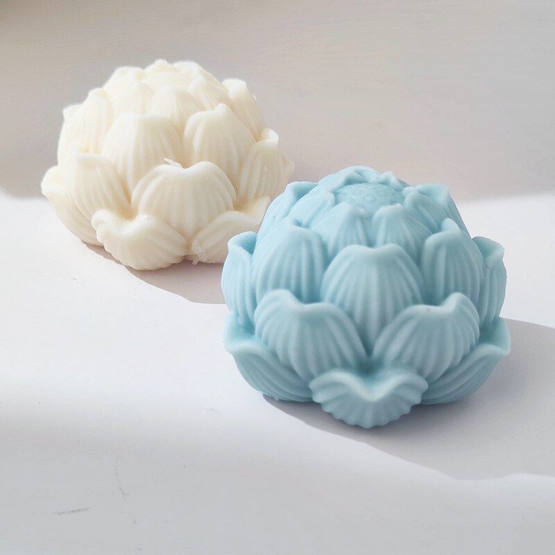 Lotus Bloom Flower Candles Mold Carved Lotus Flower Silicone Candle Mould Home Decorative Cake chocolate soap silicone mold