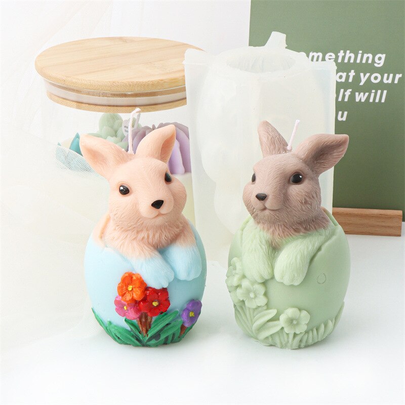 3D Egg Bunny Silicone Candle Mold Faceless Rabbit Head Aromatherapy Soap Plaster Resin Mould Candle Making Supplies Home Decor