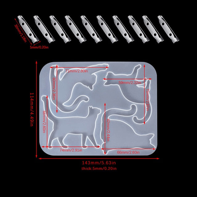 Cat Brooch Crystal UV Resin Mould Jewelry Silicone Mold DIY Intersperse Decorate Making Mold Craft Making Accessory Casting Tool