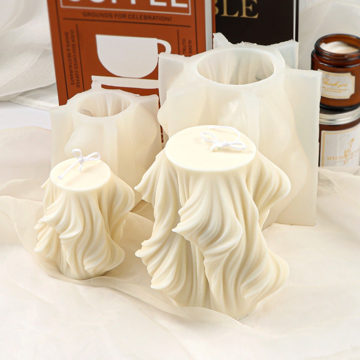 New Tree Root Silicone Candle Mold Geometric Wave Rotating Scented Mould Set Columnar Bakery Pastry Resin Plaster Mold