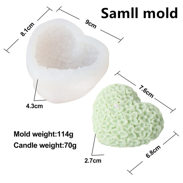 Love Flowers Candle Silicone Mold DIY Heart Candle Making Supplies Soap Epoxy Resin Chocolate Mold Gift Cake Decoration Craft