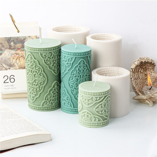 Lace Column Silicone Candle Mold for DIY Aromatherapy Candle Plaster Ornaments Soap Epoxy Resin Mould Handicrafts Making Tool