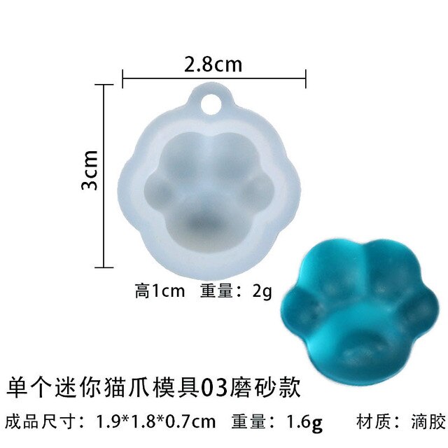 Mini Cat Paw Pendant Silicone Mold Keychain Pendants Epoxy Resin Molds for DIY Epoxy Resin Crafting Mould Jewelry Making Crasfs