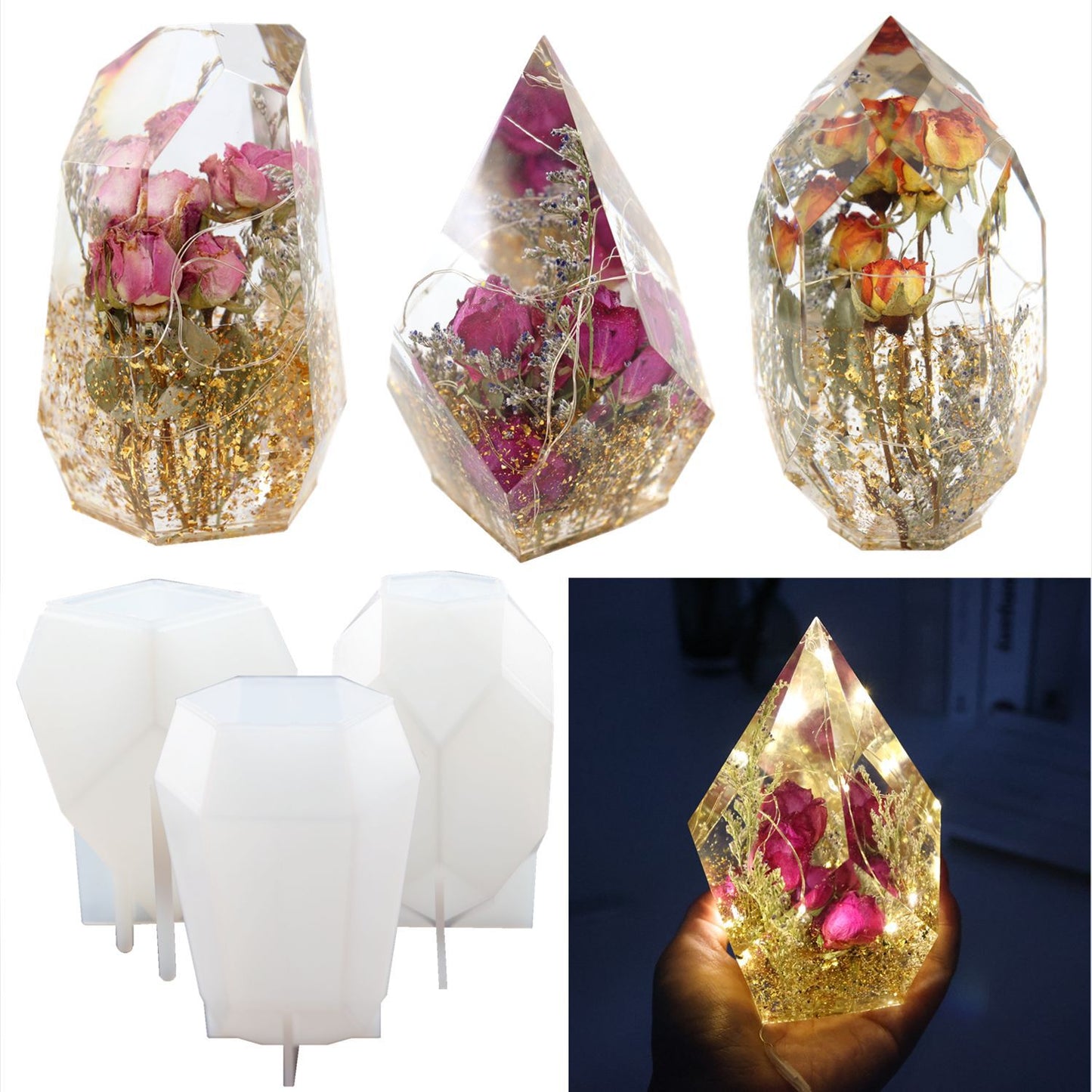 DIY Large Diamond Cut Irregular Crystal epoxy mold Jewelry Holder Resin Silicone Mold Making Accessories Tool Craf