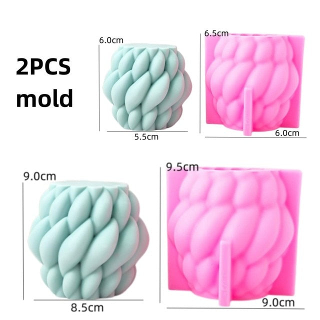DIY Candle Silicone mold Line Stripe Cylinder Ball Candle Silicone Mold Geometric Shape Soap Silicone Mold craft clay molds