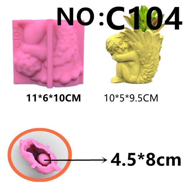 Hands Pray Angel Flowerpot Silicone Mold Wings Angel Vase Cement Silicone Mold Pen Holder Gypsum Mold Handicraft Home Decoration