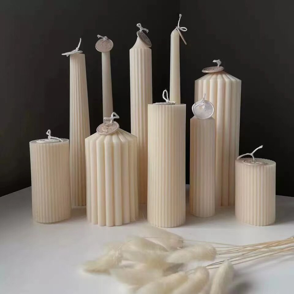 Regular geometry candle Acrylic mold stripe Cylindrical candle Plastic mold Spherical cylinder candle Silicone mould Home decor