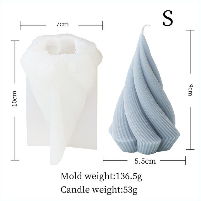 3D Several Wave Rotating Ball Silicone Candle Mold Geometric Irregular Art Ball Column Gypsum Epoxy Resin Ornament Silicon Molds
