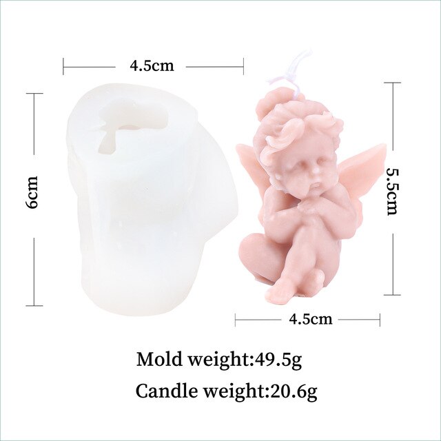 3D Angel Silicone Mold Scented Candle Handmade Soap Angel Handmade Soap Candle Making Resin Mold DIY Fondant Cake Candy Mold