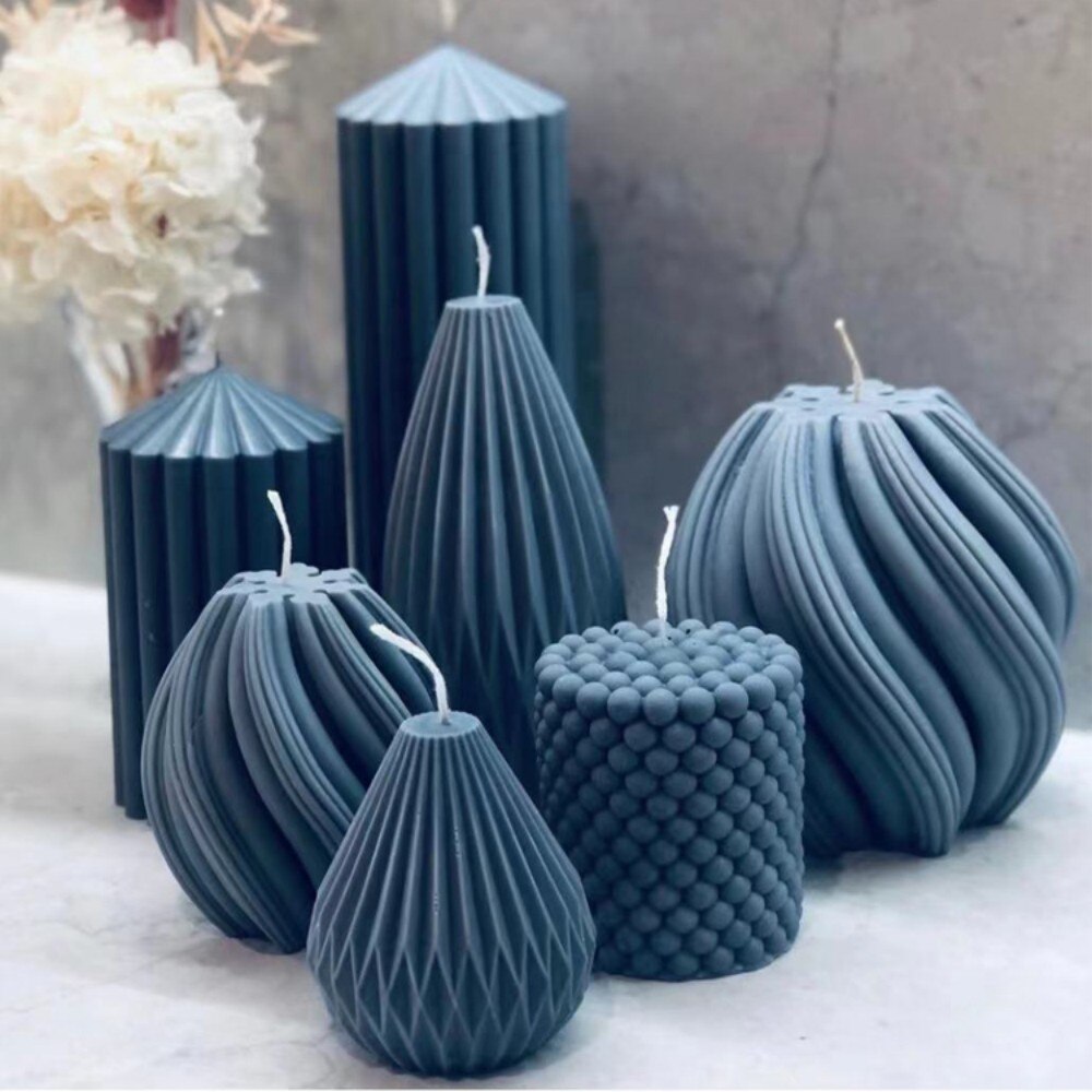 DIY Candle Silicone mold Line Stripe Cylinder Ball Candle Silicone Mold Geometric Shape Soap Silicone Mold craft clay molds