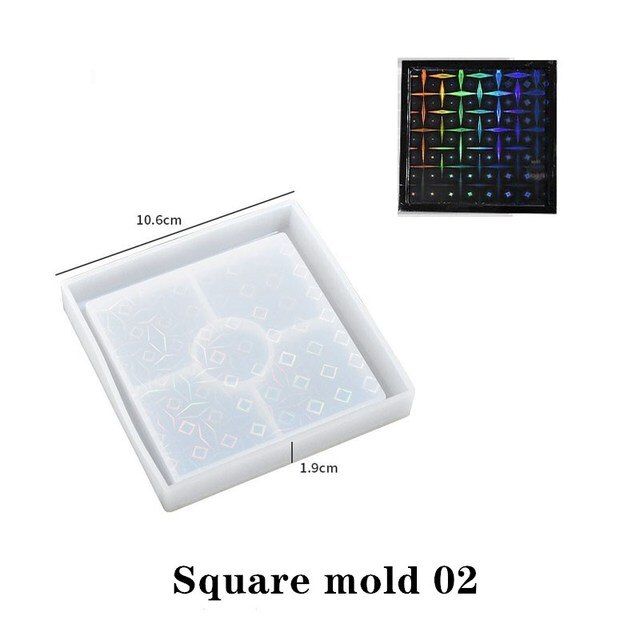 Holographic Light Coaster Silicone Mold DIY Hexagonal Round Coaster Crystal UV Epoxy Resin Mold Cup Tray Making Home Decor Gift