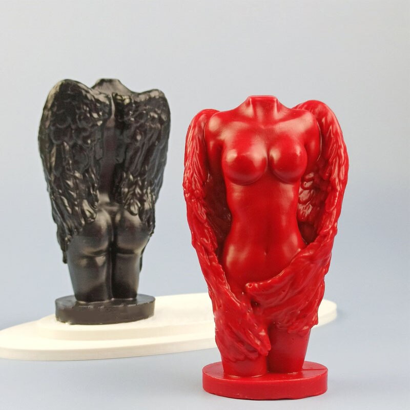 DIY Wing Goddess Female Body Wax Candle Mold Wing Angel Women Human Goddess Body Silicone Mold Home Decoration Gypsum Mold