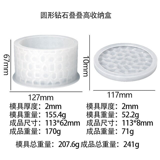 Storage Box Silicone Resin Mold DIY Crystal UV Epoxy Resin with Lid Candle Holder Box Mould Epoxy Casting Resin Mold Home Decor