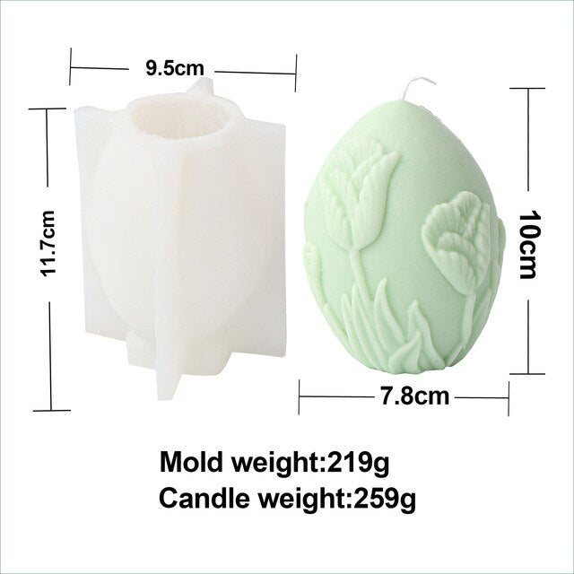 Flare egg shaped candle silicone mold embossed flower geometric sphere candle silicone mold cake chocolate soap mold home decor
