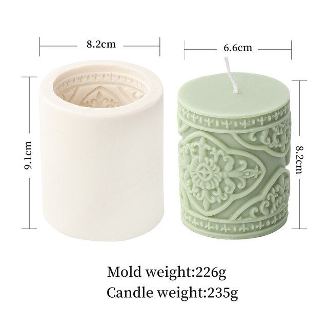 Lace Column Silicone Candle Mold for DIY Aromatherapy Candle Plaster Ornaments Soap Epoxy Resin Mould Handicrafts Making Tool