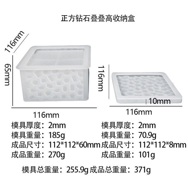 Storage Box Silicone Resin Mold DIY Crystal UV Epoxy Resin with Lid Candle Holder Box Mould Epoxy Casting Resin Mold Home Decor
