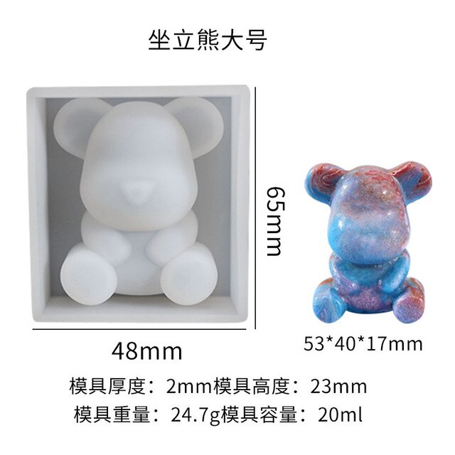 Silicone Bear Shape Mould Animals UV Molds For Resin Jewelry DIY Mold Resin Molds Transparent Making Tool DIY Kids Toy Wedding