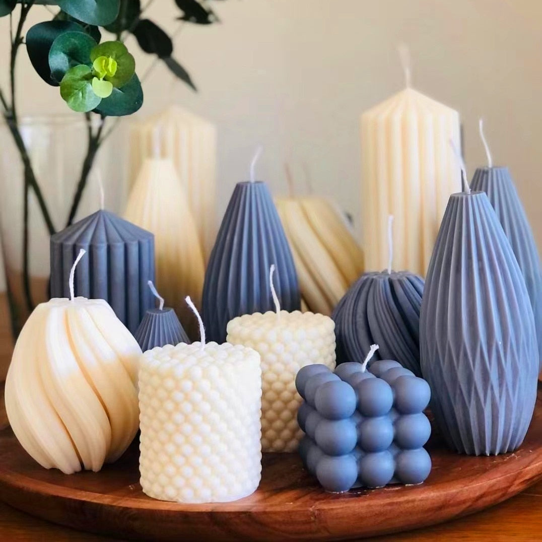 DIY Candle Silicone mold Line Stripe Cylinder Ball Candle Silicone Mold Geometric Shape Soap Silicone Mold craft clay molds