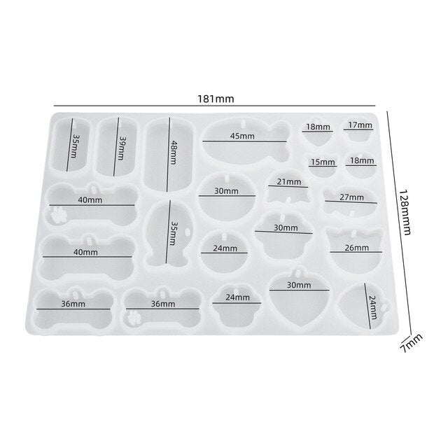 Dog Cat Tag Silicone Mold Dog Bone Shape Pet Keychain Epoxy Resin Mould DIY Crystal Epoxy Necklace Pendants Craft Jewelry Making