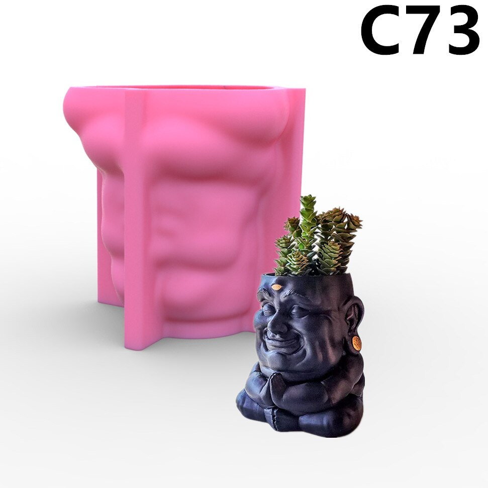 3D Buddhist flowerpot silicone mold Buddha flower pot gypsum mold flowerpot vase concrete pen holder Succulent plants Pot