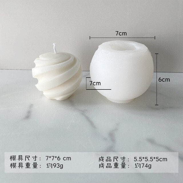 Screw Ball Scented Candle Mold Geometric Candle Mould DIY Handmade Candle Soap Make Wax Dessert Cake Mould Tool Home Decoration
