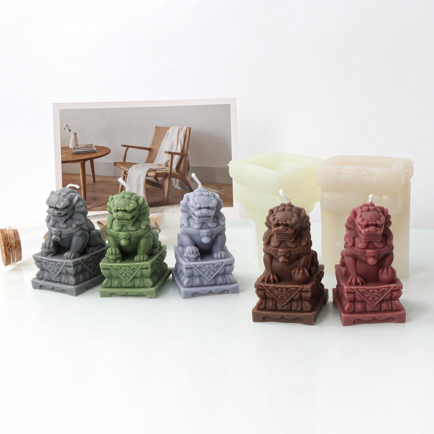 3D DIY Lovely Stone Lion Candle Silicone Mold Simulation Animal Lion Concrete Plaster Silicone Mold Home Decoration clay molds