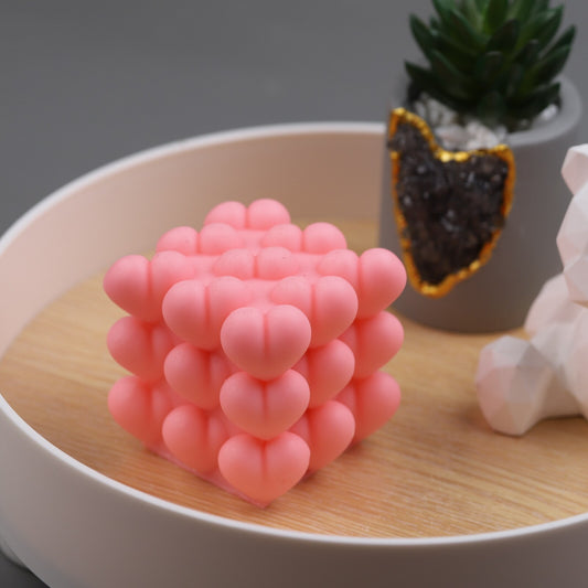 Love Silicone Candle Mold Heart shaped Rubik's Cube Candle Silicone Mold Home Decoration Cake Chocolate Silicone Mold clay molds