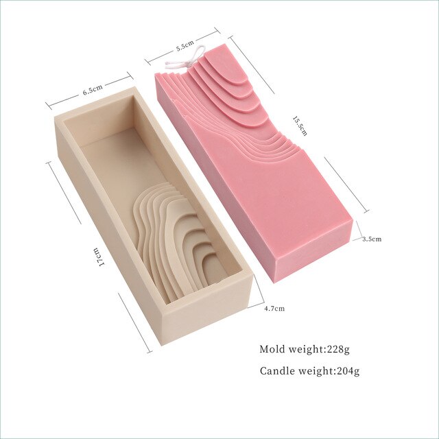 3d Stripe Cube Ripple Bowl Rectangle Candle Silicone Mold Diy Handmade Epoxy Resin Mold Ornament Candle Soap Making Home Decor