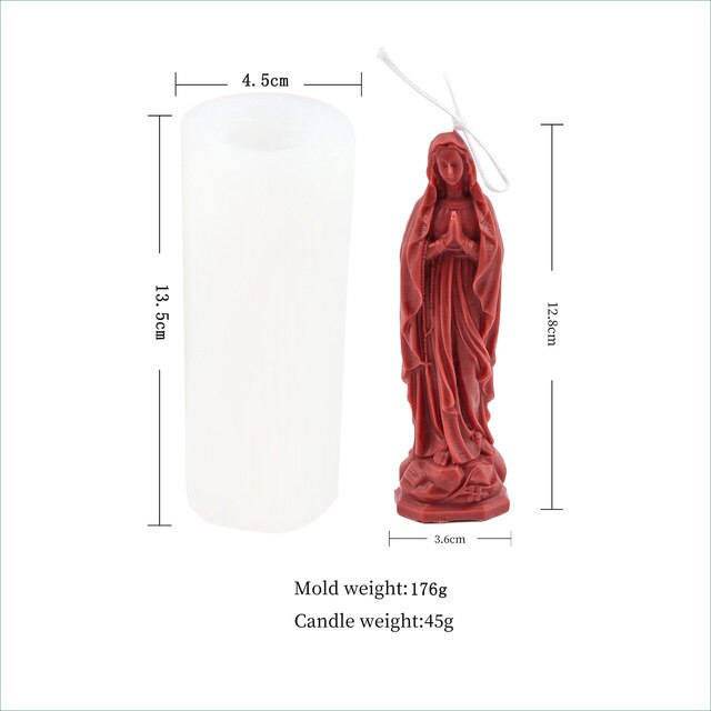 Maria Candle Silicone Mold 3D Holy Virgin Statue Epoxy Resin Silicone Mold Home Decoration Soap Silicone Mold clay molds
