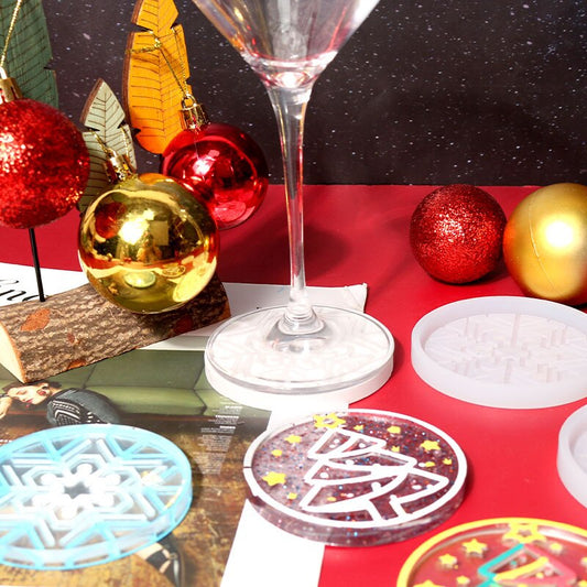 Christmas Coaster Silicone Mold Snowflake Elk Bell DIY Resin Mold Crystal Epoxy Resin Epoxy Resin Molds Jewelry Merry Christmas