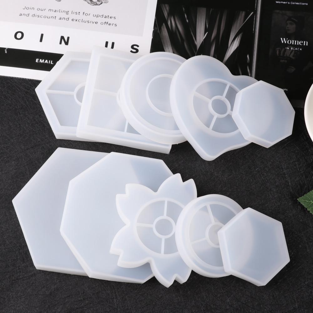 Polygon Base Materials Craft Handmade Silicone Molds Teacup Mat Mold Epoxy Crystal Glue Dropping Tool